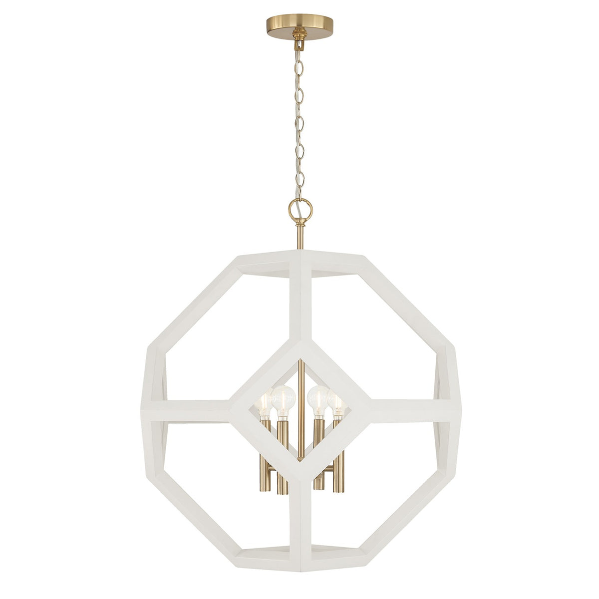 Éclairage Capital - 358441WM - Quatre lampes Suspension - Géo - Blanc plat et laiton mat