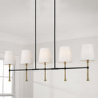 Éclairage Capital - 860751MBG-717 - Îlot lumineux à cinq lampes Suspension - Hollis - Noir mat avec finitions or martelé