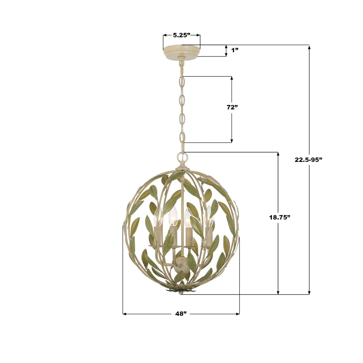 Crystorama - 504-CT - Four Light Chandelier - Broche - Champagne Green Tea