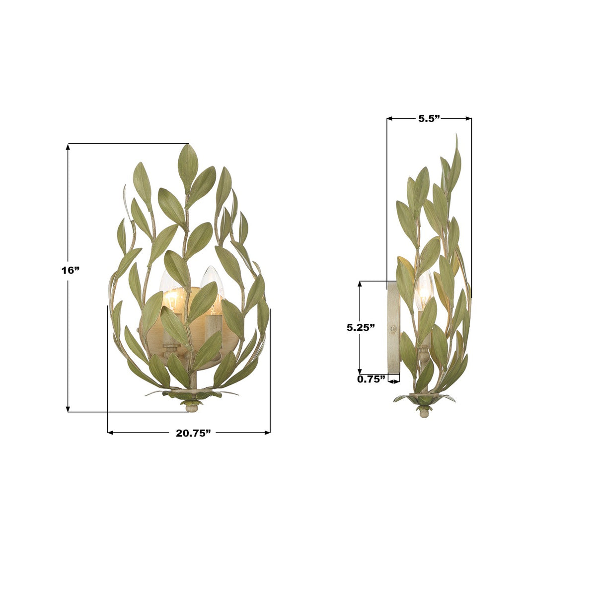 Crystorama - 561-CT - Deux lumières Murale - Broche - Thé Vert Champagne