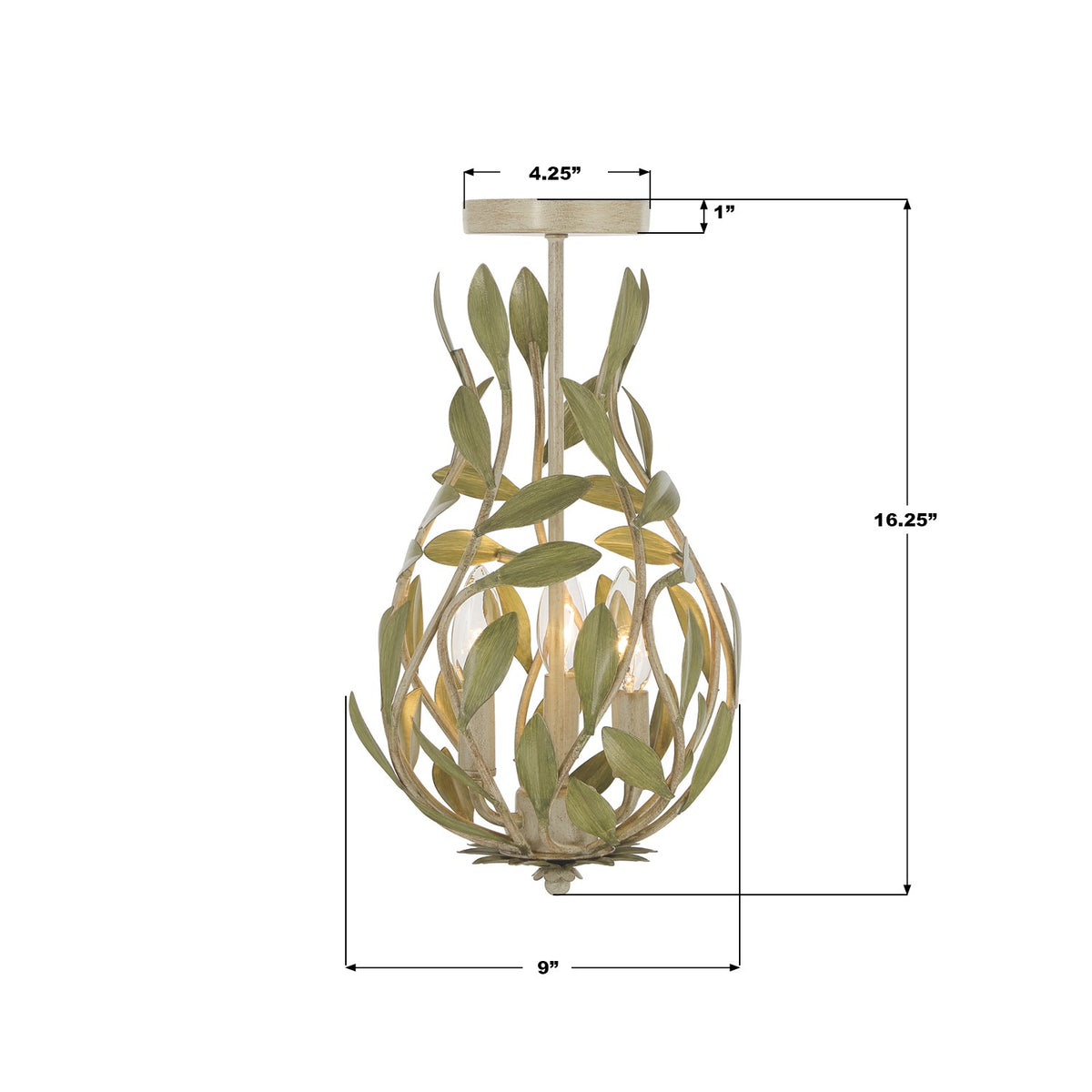 Crystorama - 565-CT_CEILING - Three Light Semi Flush Mount - Broche - Champagne Green Tea