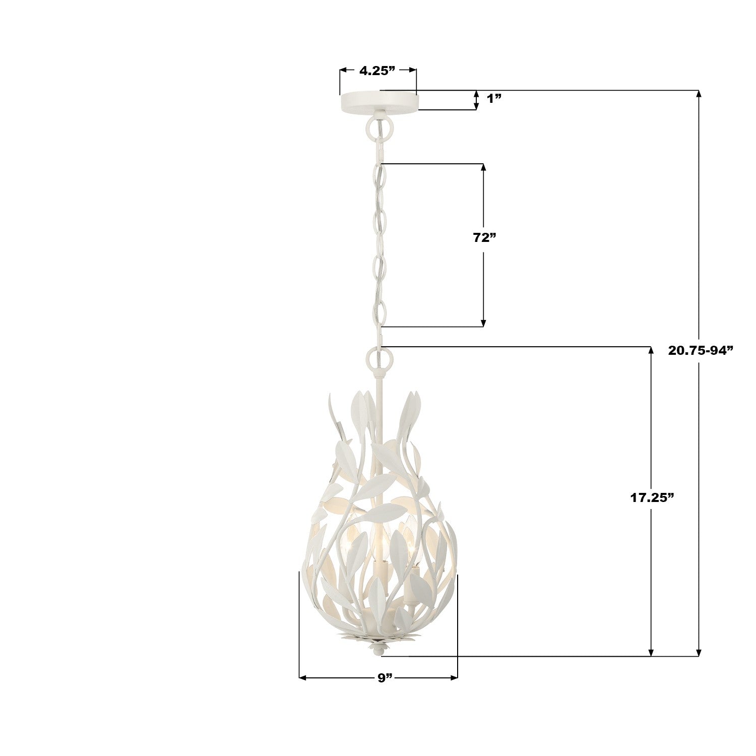 Crystorama - 565-MT - Three Light Chandelier - Broche - Matte White