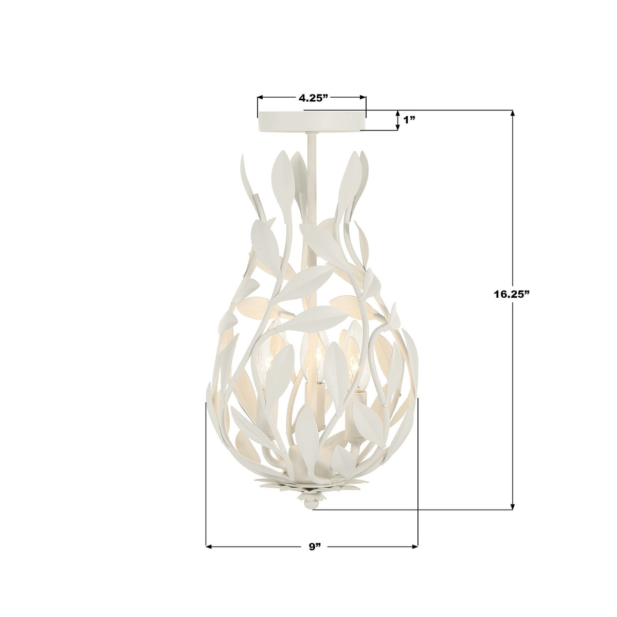 Crystorama - 565-MT_CEILING - Three Light Semi Flush Mount - Broche - Matte White