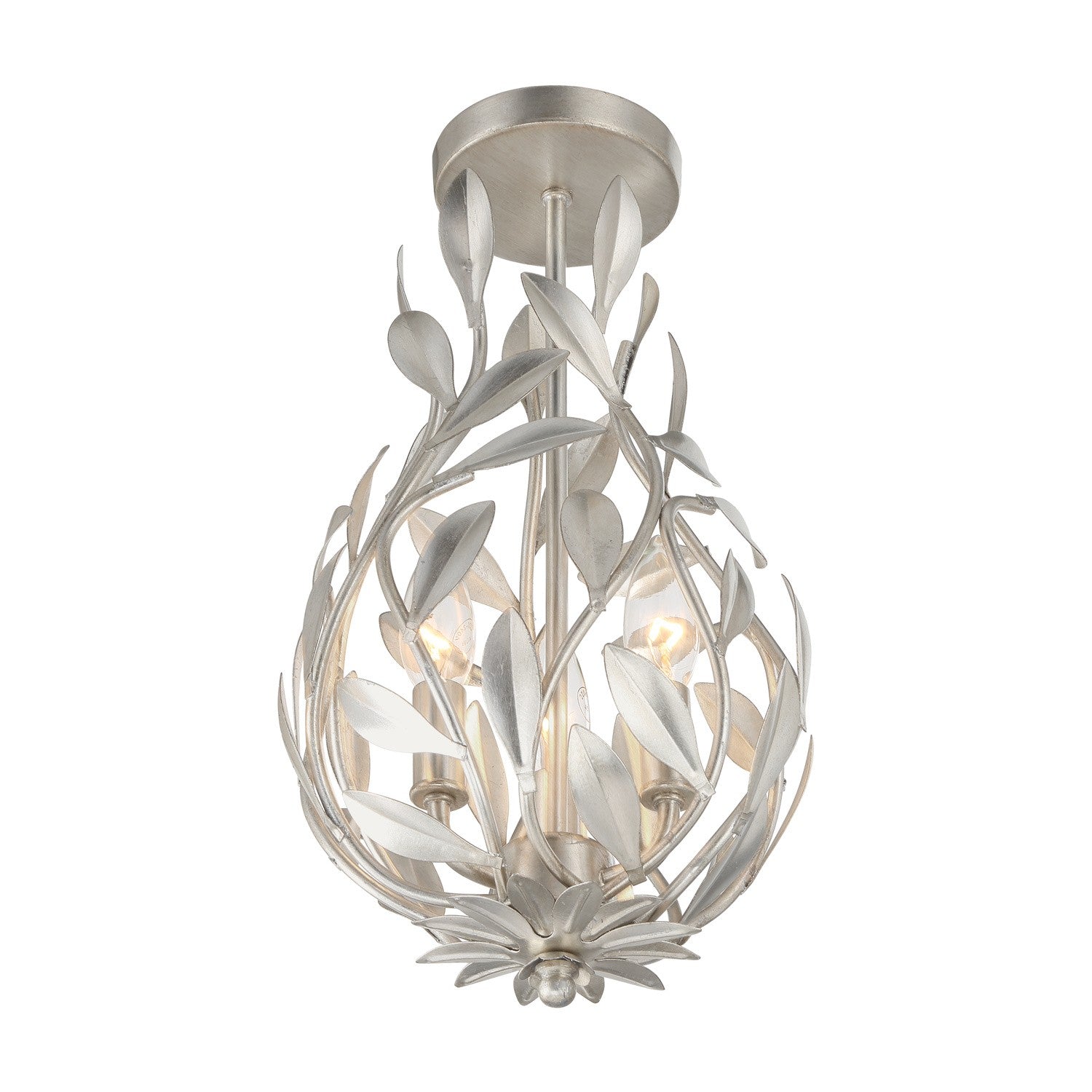 Crystorama - 565-SA_CEILING - Three Light Semi Flush Mount - Broche - Antique Silver