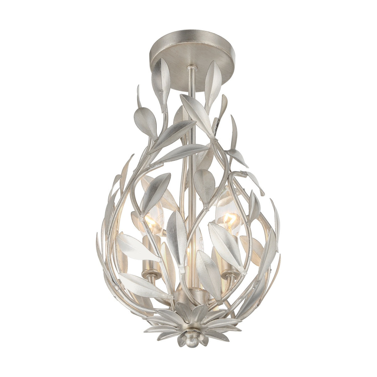 Crystorama - 565-SA_CEILING - Three Light Semi Flush Mount - Broche - Antique Silver