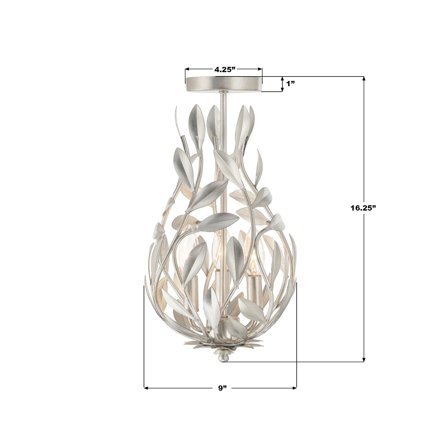 Crystorama - 565-SA_CEILING - Three Light Semi Flush Mount - Broche - Antique Silver