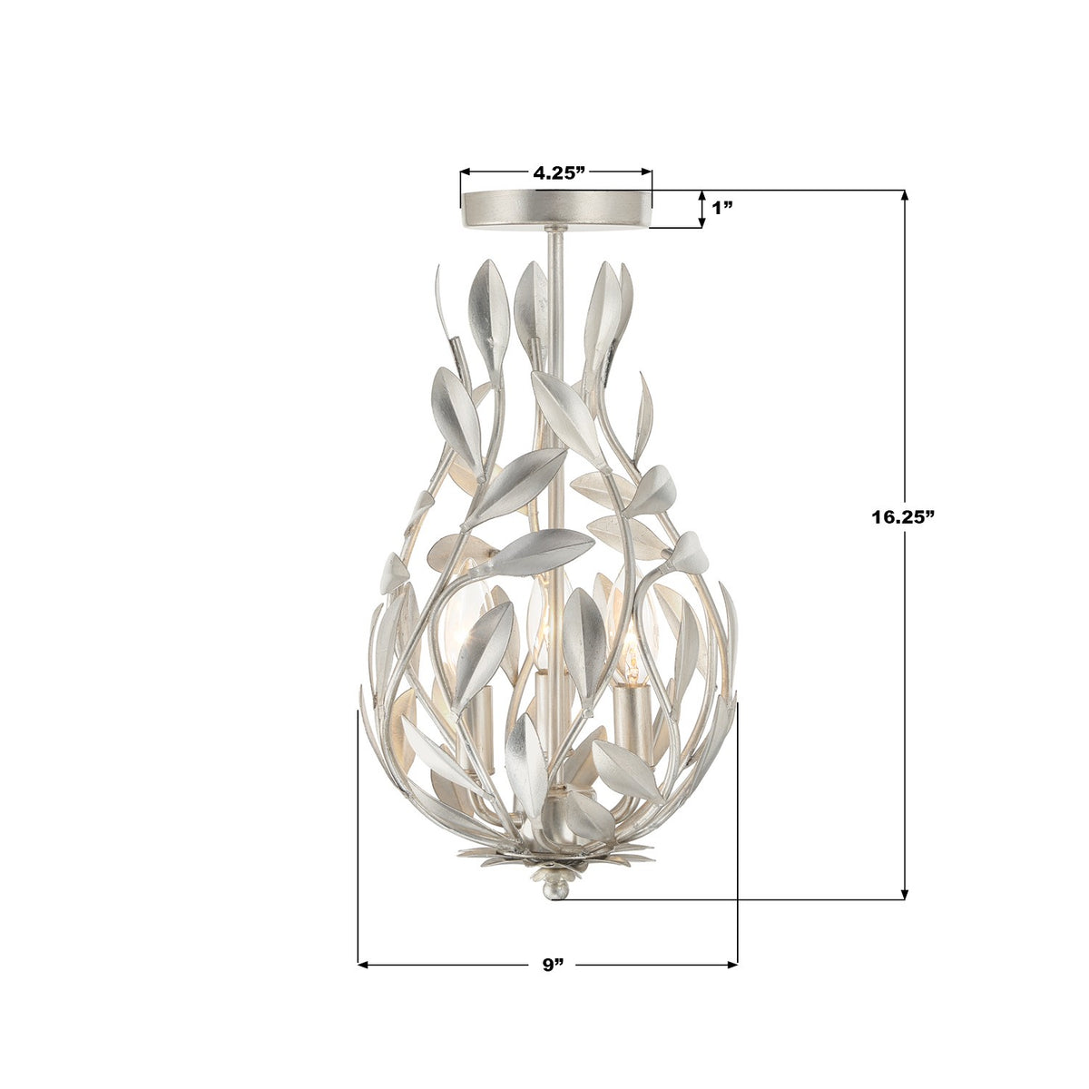 Crystorama - 565-SA_CEILING - Three Light Semi Flush Mount - Broche - Antique Silver