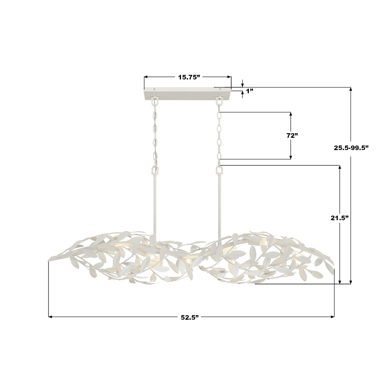 Crystorama - 567-MT - Six Light Linear Chandelier - Broche - Matte White