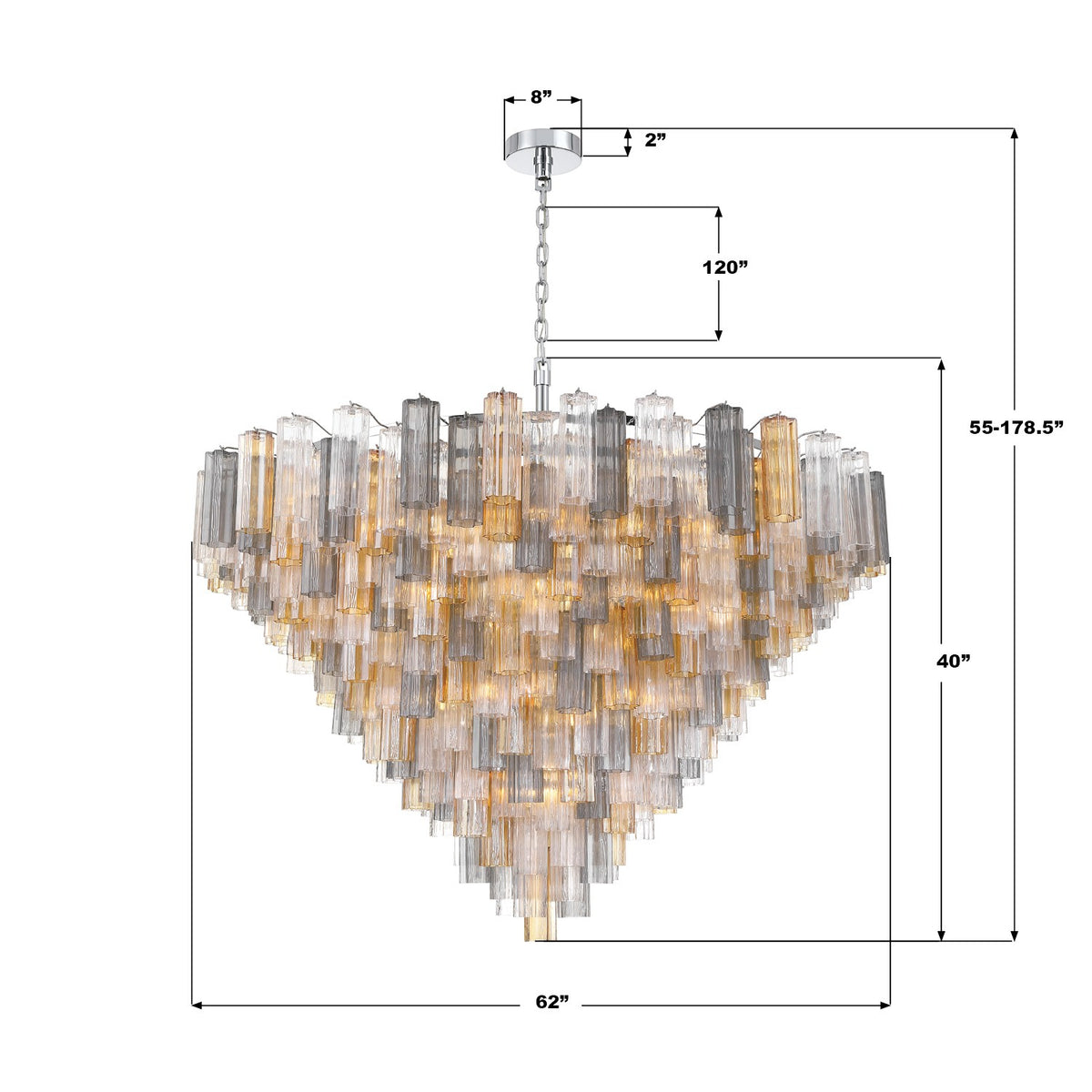 Crystorama - ADD-329-CH-AU - 40 Light Chandelier - Addis - Polished Chrome