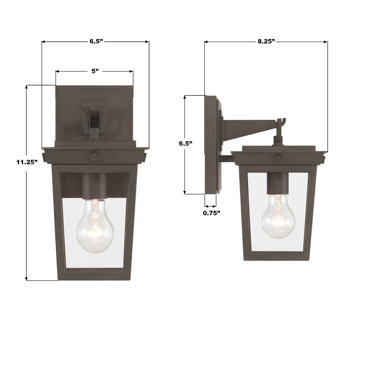 Crystorama - BEL-A8061-TZ - Lampe extérieure à une lumière Murale - Belmont - Bronze crépusculaire