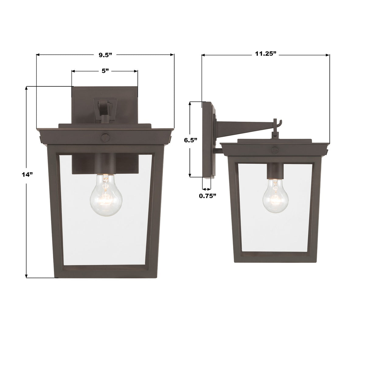 Crystorama - BEL-A8062-TZ - Lampe extérieure à une lumière Murale - Belmont - Bronze crépusculaire