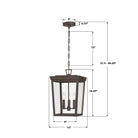 Crystorama - BEL-A8065-TZ - Lampe extérieure à trois lampes Suspension - Belmont - Bronze crépusculaire