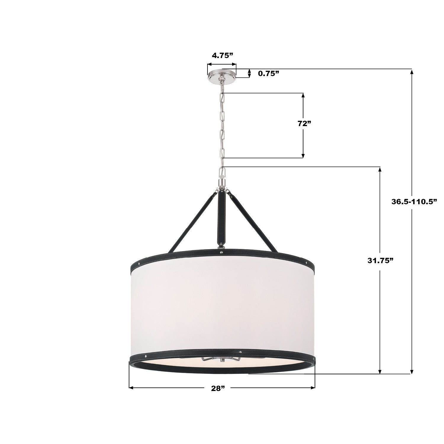 Crystorama - CAL-2408-PN - Huit lumières Suspension - Callahan - Nickel poli
