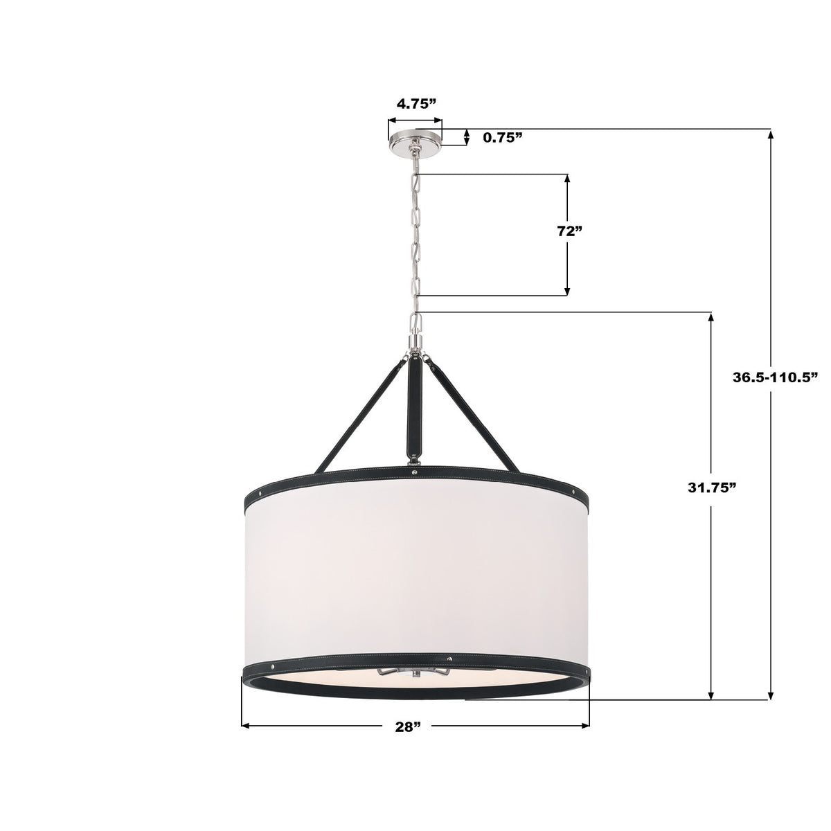 Crystorama - CAL-2408-PN - Eight Light Pendant - Callahan - Polished Nickel