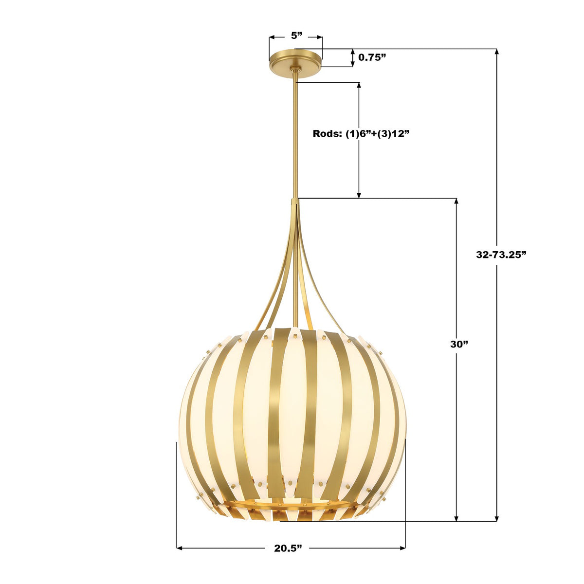 Crystorama - DRA-8003-LG - Cinq lumières Suspendu - Daria - Luxe Gold