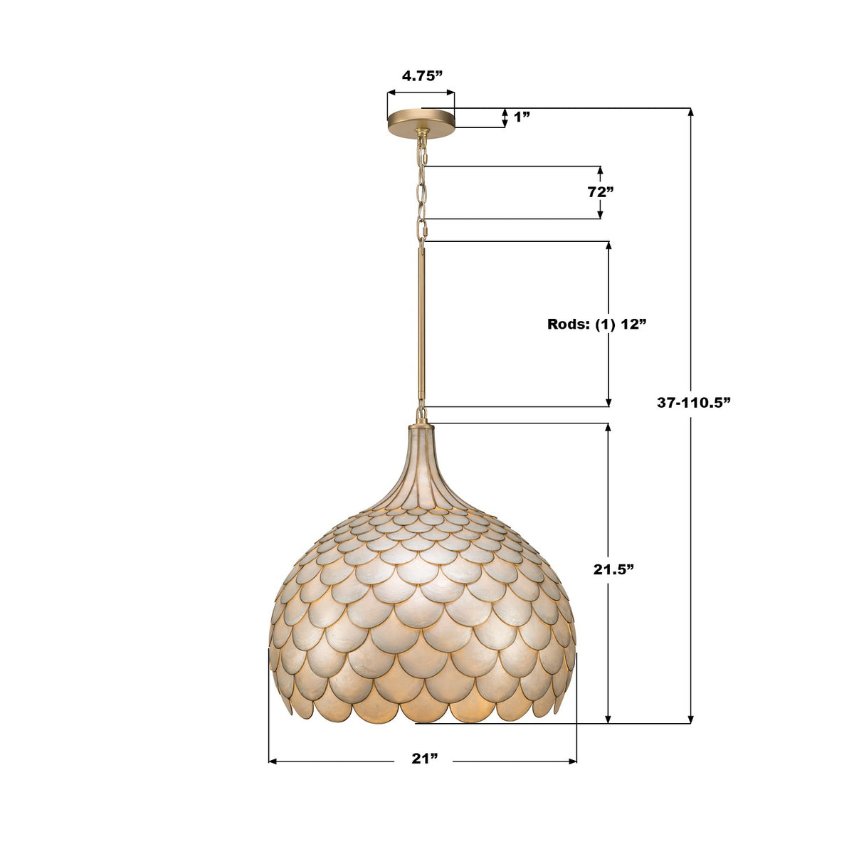 Crystorama - DRB-7005-SG - Cinq lumières Suspension - Darby - Or doux