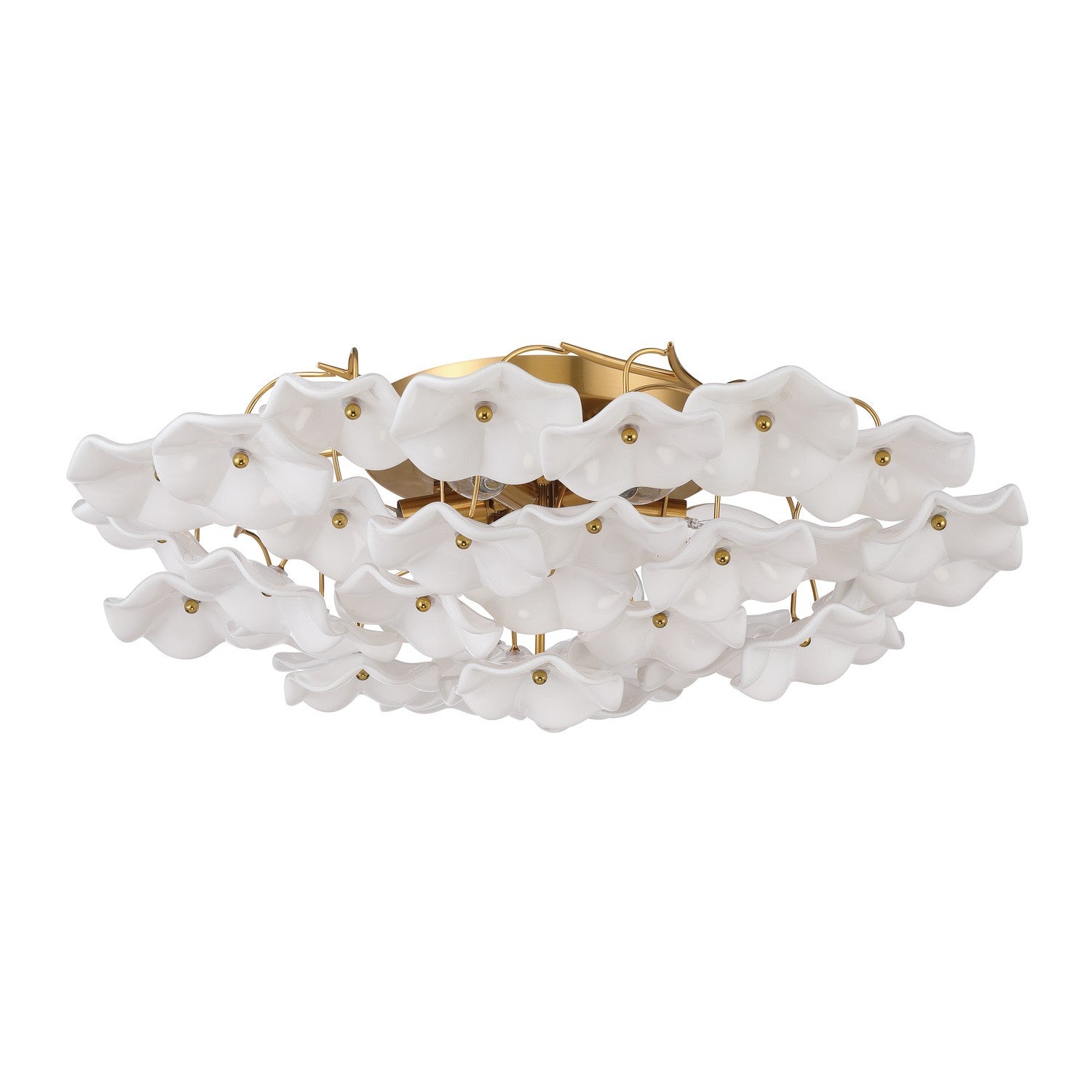 Crystorama - ESM-4000-AG-WH - Six Light Semi Flush Mount - Esme - Aged Brass