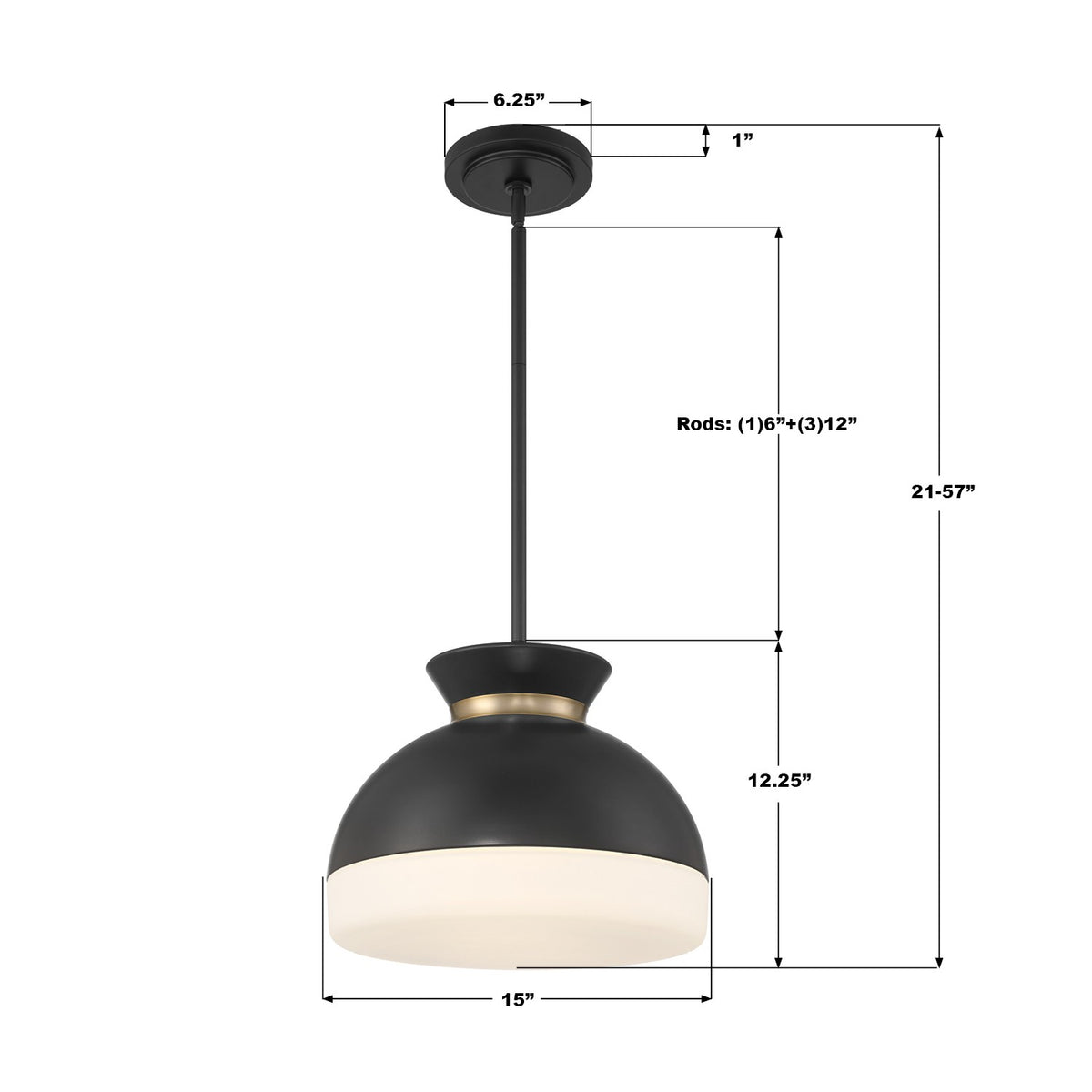 Crystorama - GID-4015-MK-VG - Two Light Pendant - Gidget - Matte Black + Vibrant Gold