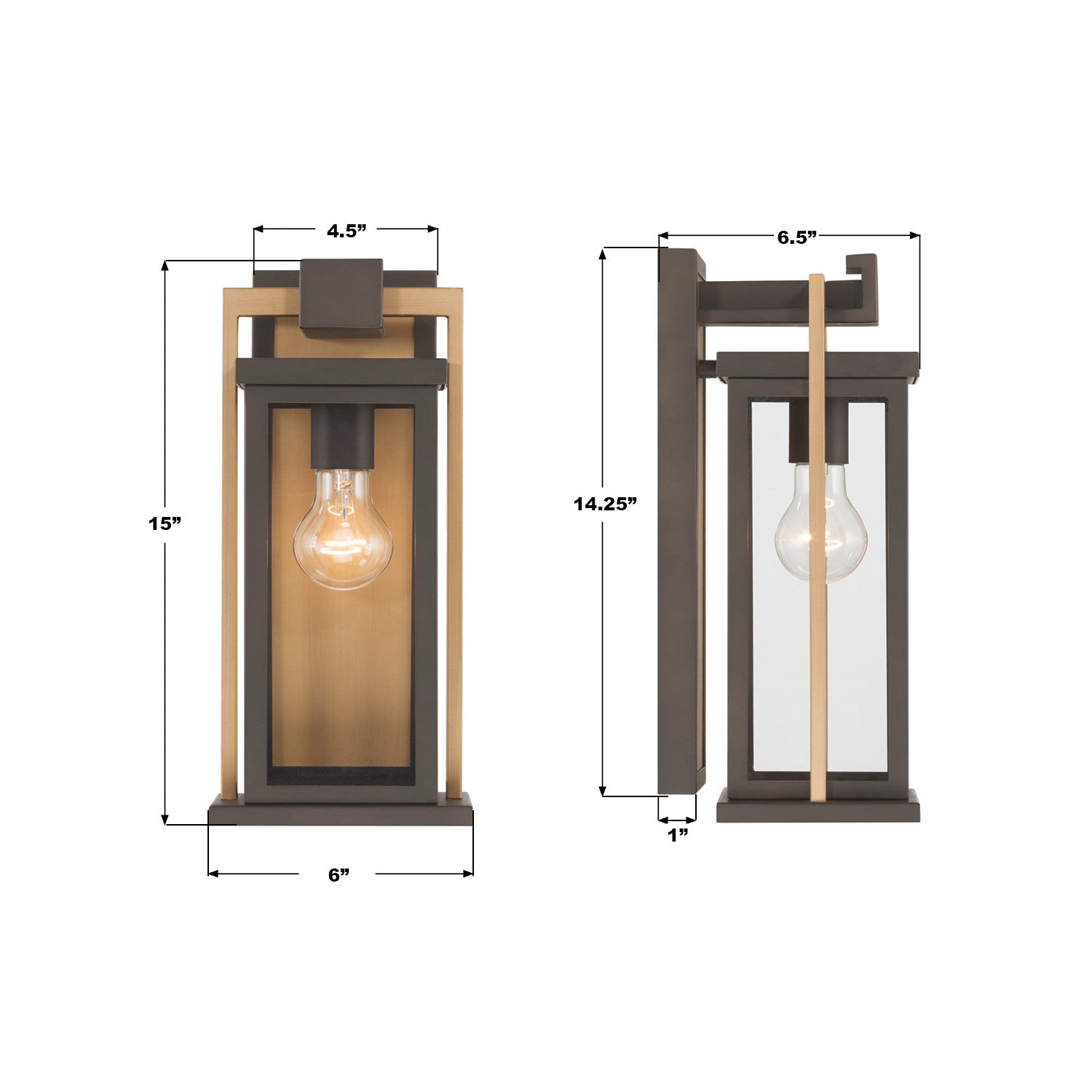 Crystorama - LDL-901-TZ-TG - Lampe extérieure One Light Murale - Lendel - Bronze crépuscule + Or texturé