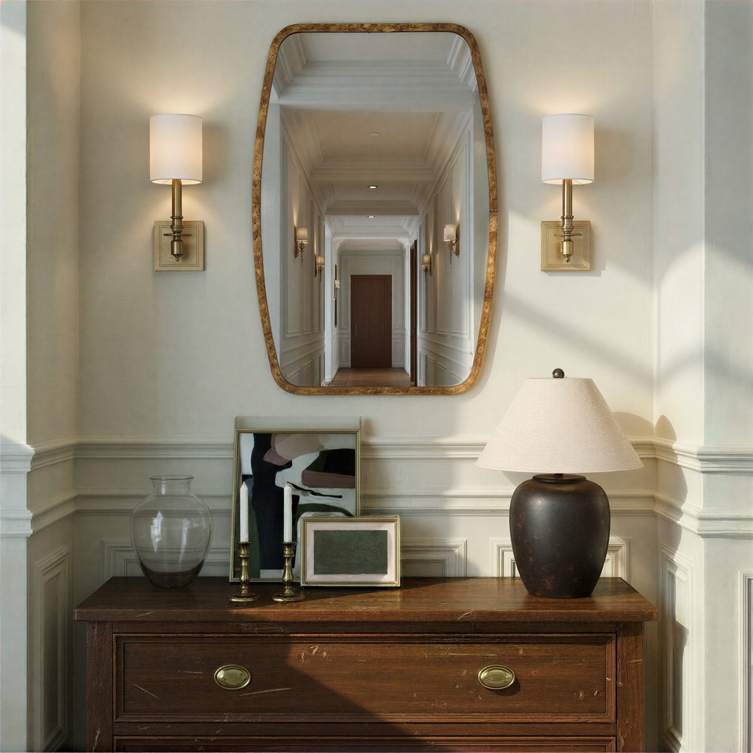 Crystorama - LIN-M400-WD - Miroir - Lindee - Placage bois