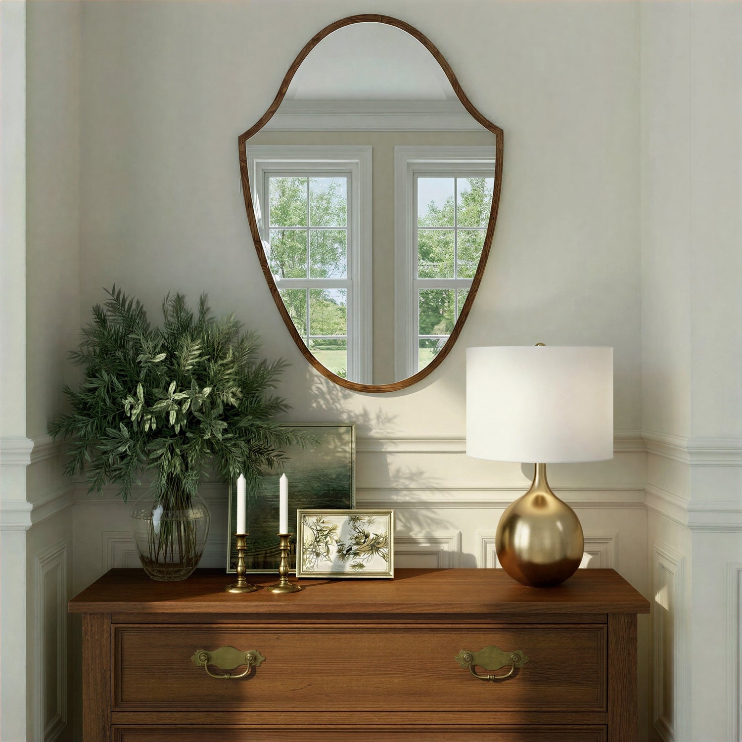 Crystorama - LIN-M428-WD - Miroir - Lindee - Placage bois