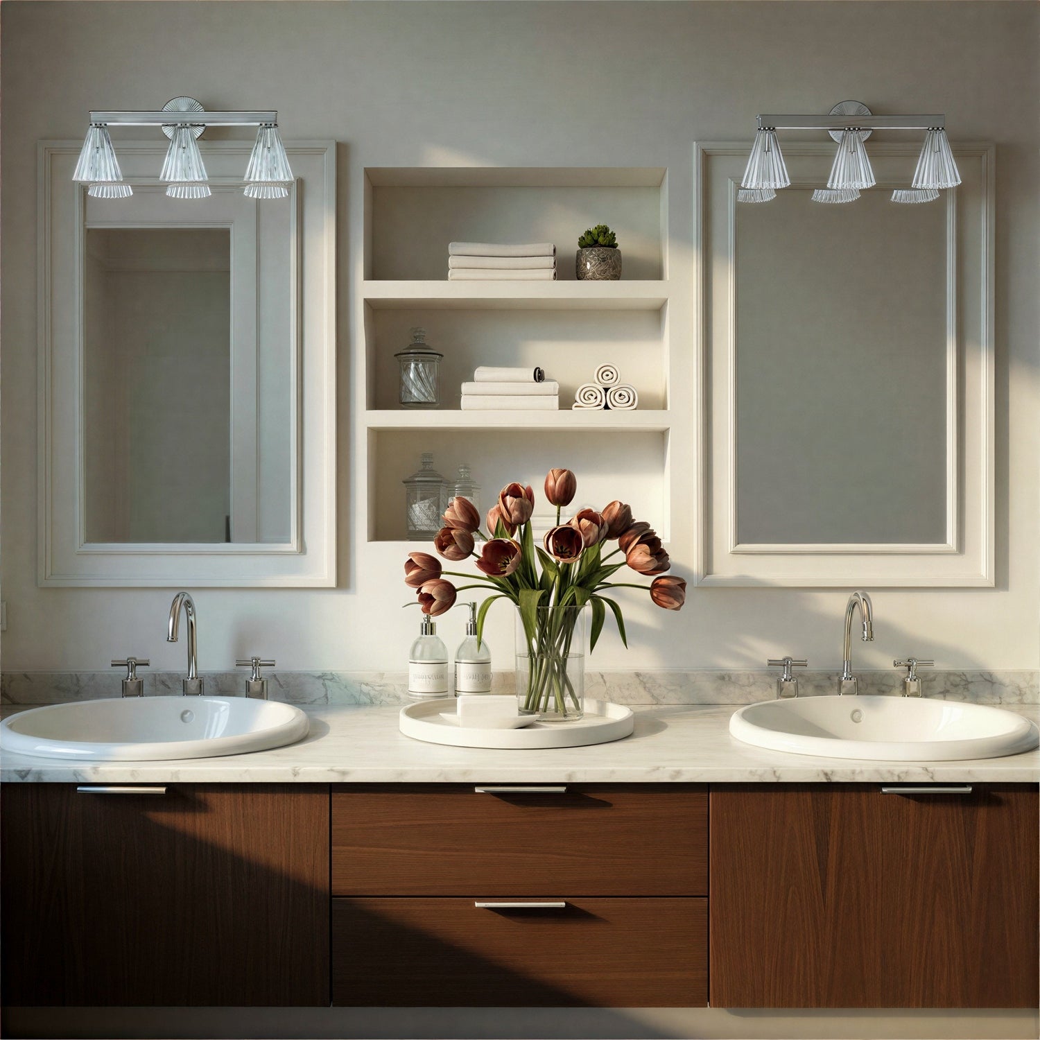 Crystorama - LOT-703-PN - Applique murale trois lumières - Lotus - Nickel poli