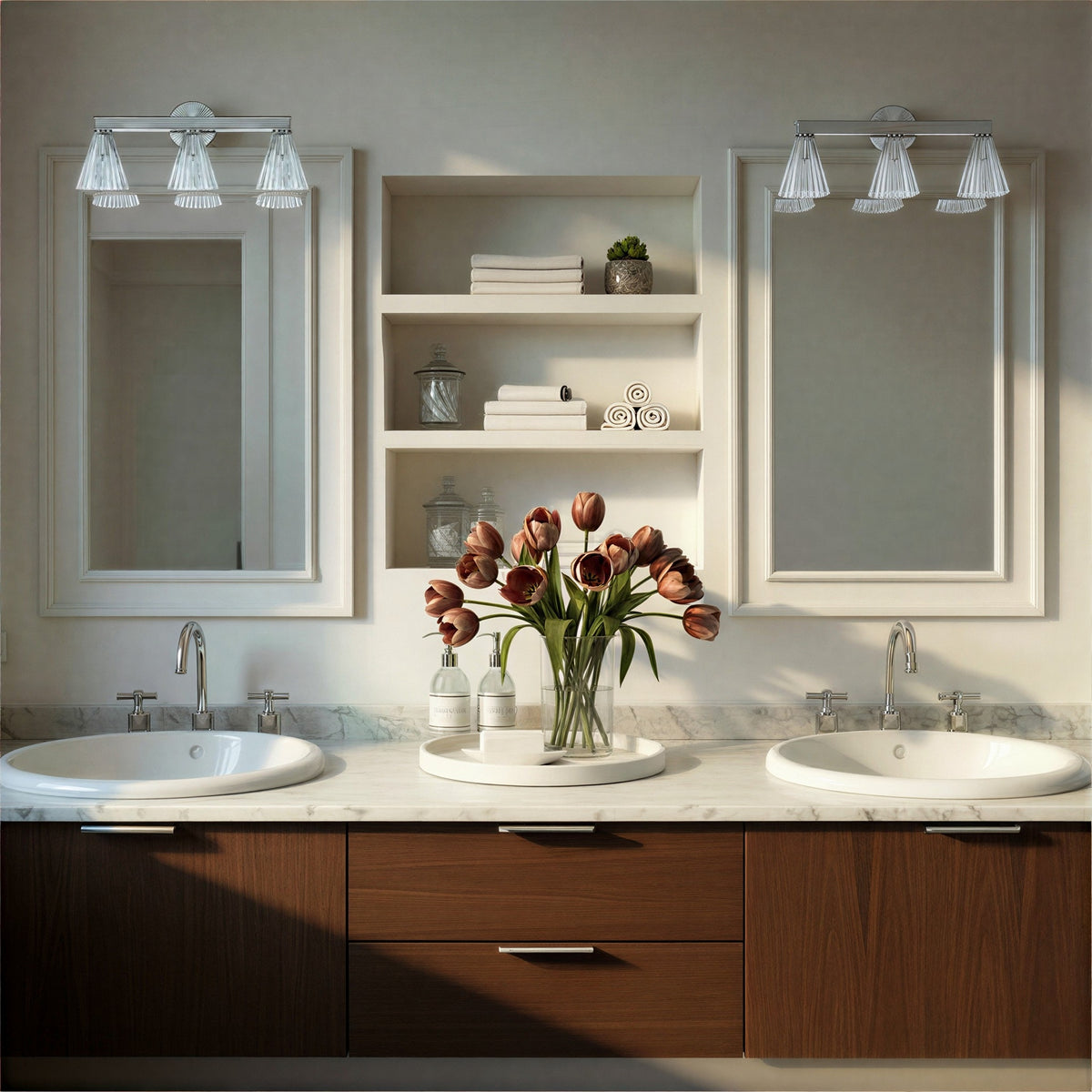 Crystorama - LOT-703-PN - Three Light Bath - Lotus - Polished Nickel