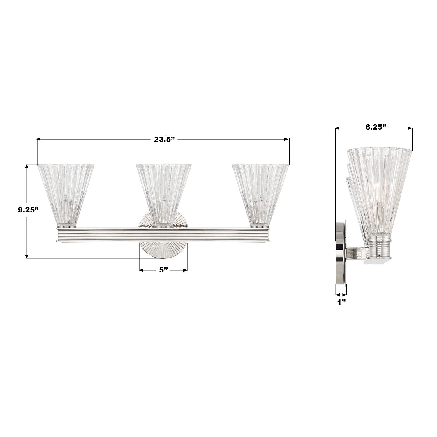 Crystorama - LOT-703-PN - Applique murale trois lumières - Lotus - Nickel poli