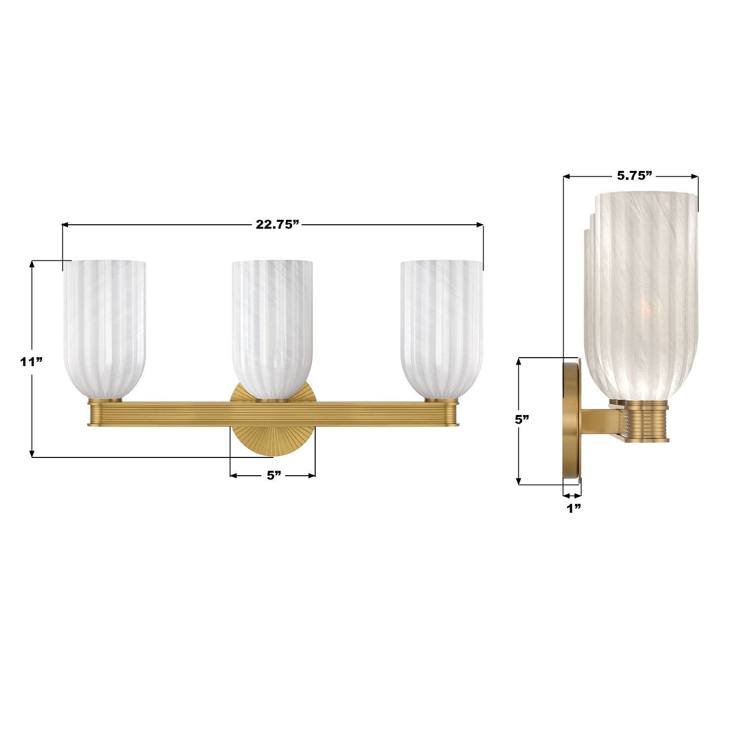 Crystorama - LOT-713-LG - Luminaire de salle de bain à trois lumières - Lotus - Luxe Gold