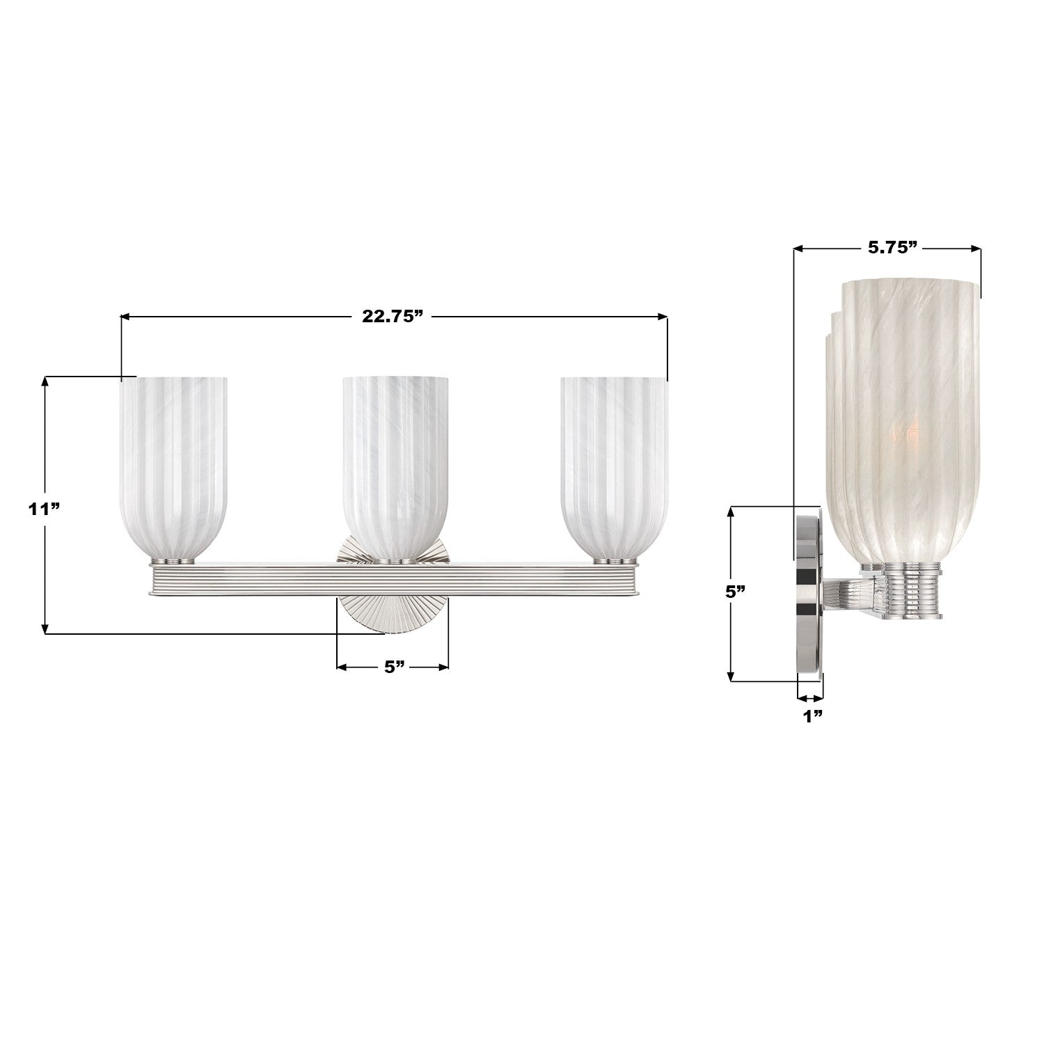 Crystorama - LOT-713-PN - Applique murale trois lumières - Lotus - Nickel poli
