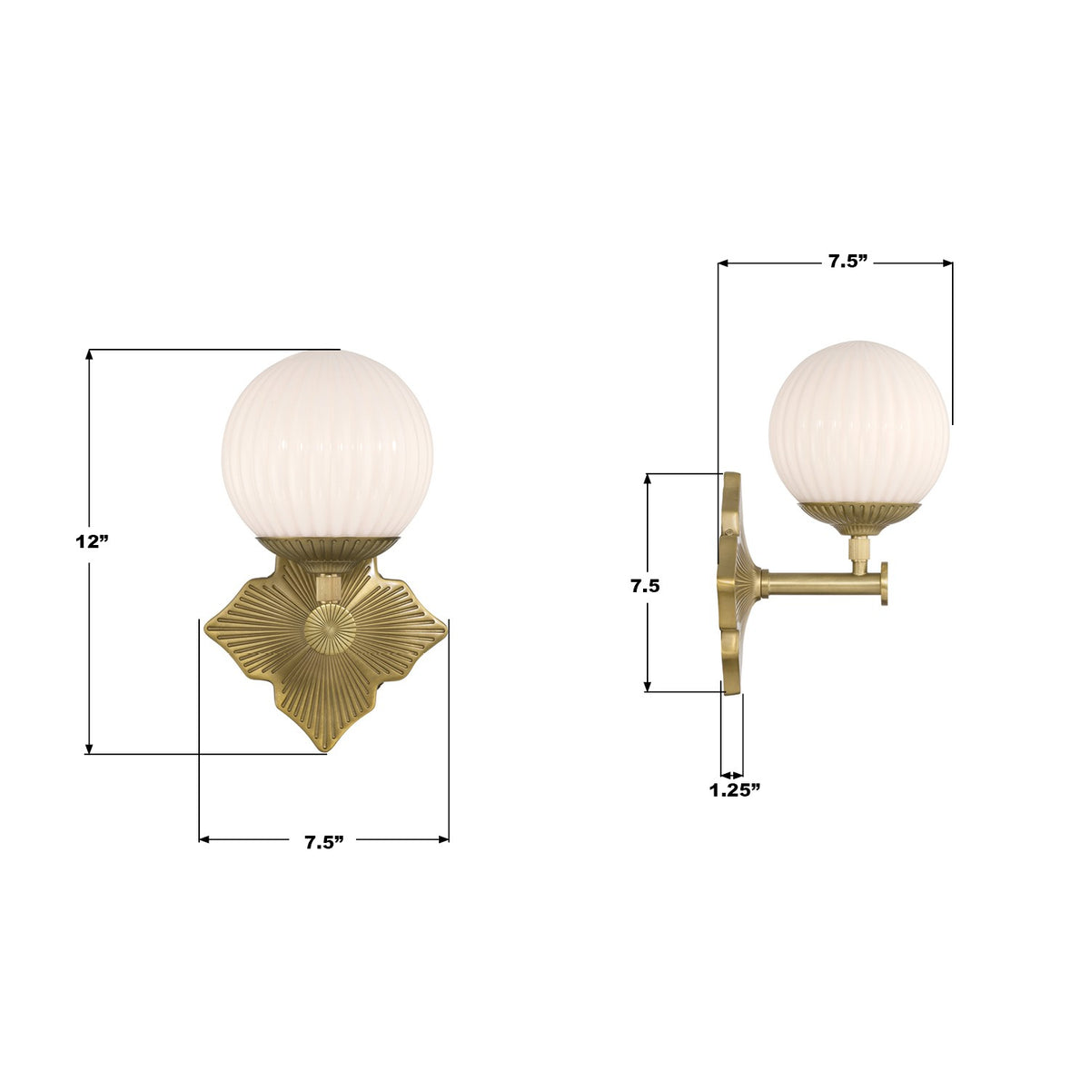 Crystorama - ORY-1001-AG-WH - One Light Wall Sconce - Orly - Aged Brass