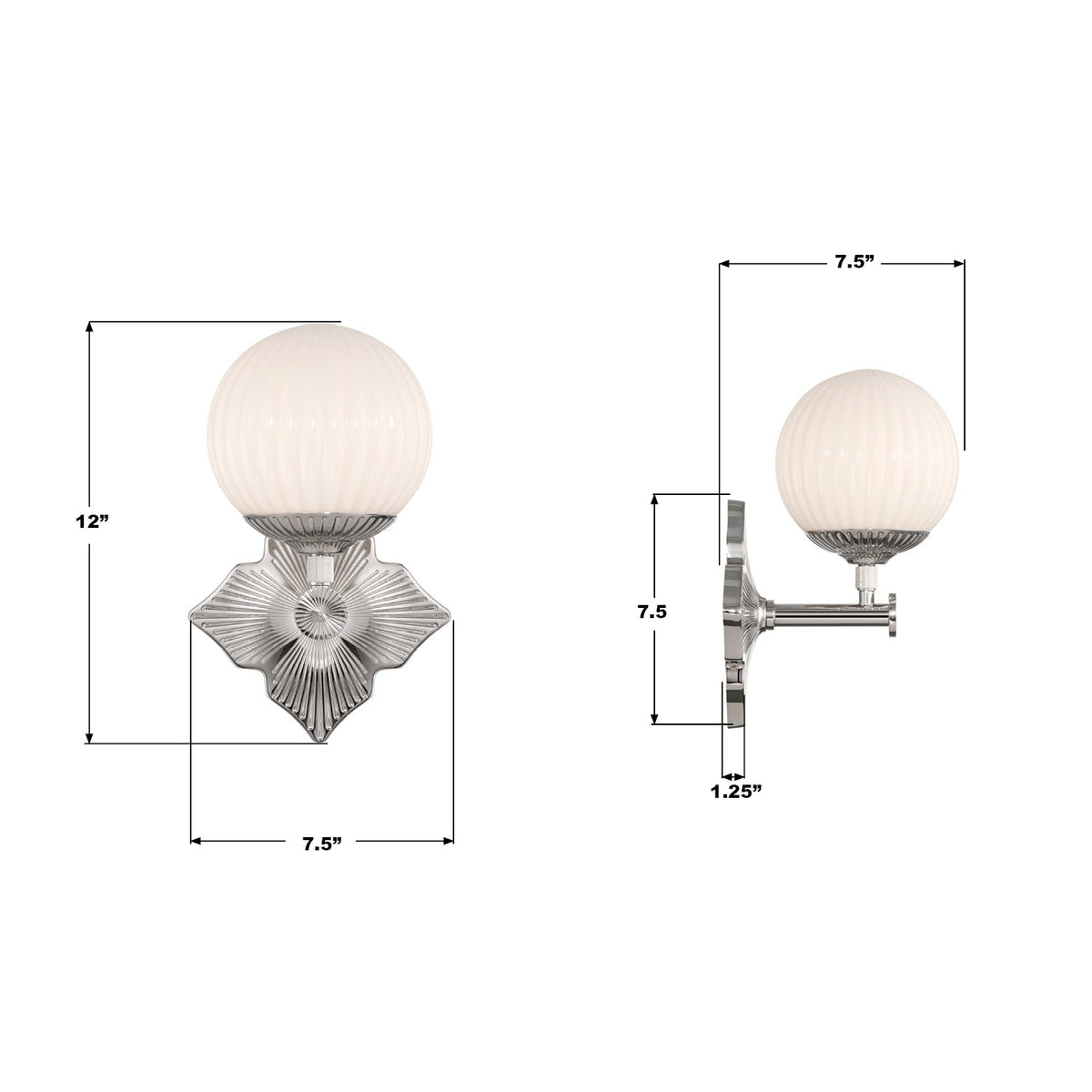 Crystorama - ORY-1001-PN-WH - One Light Wall Sconce - Orly - Polished Nickel