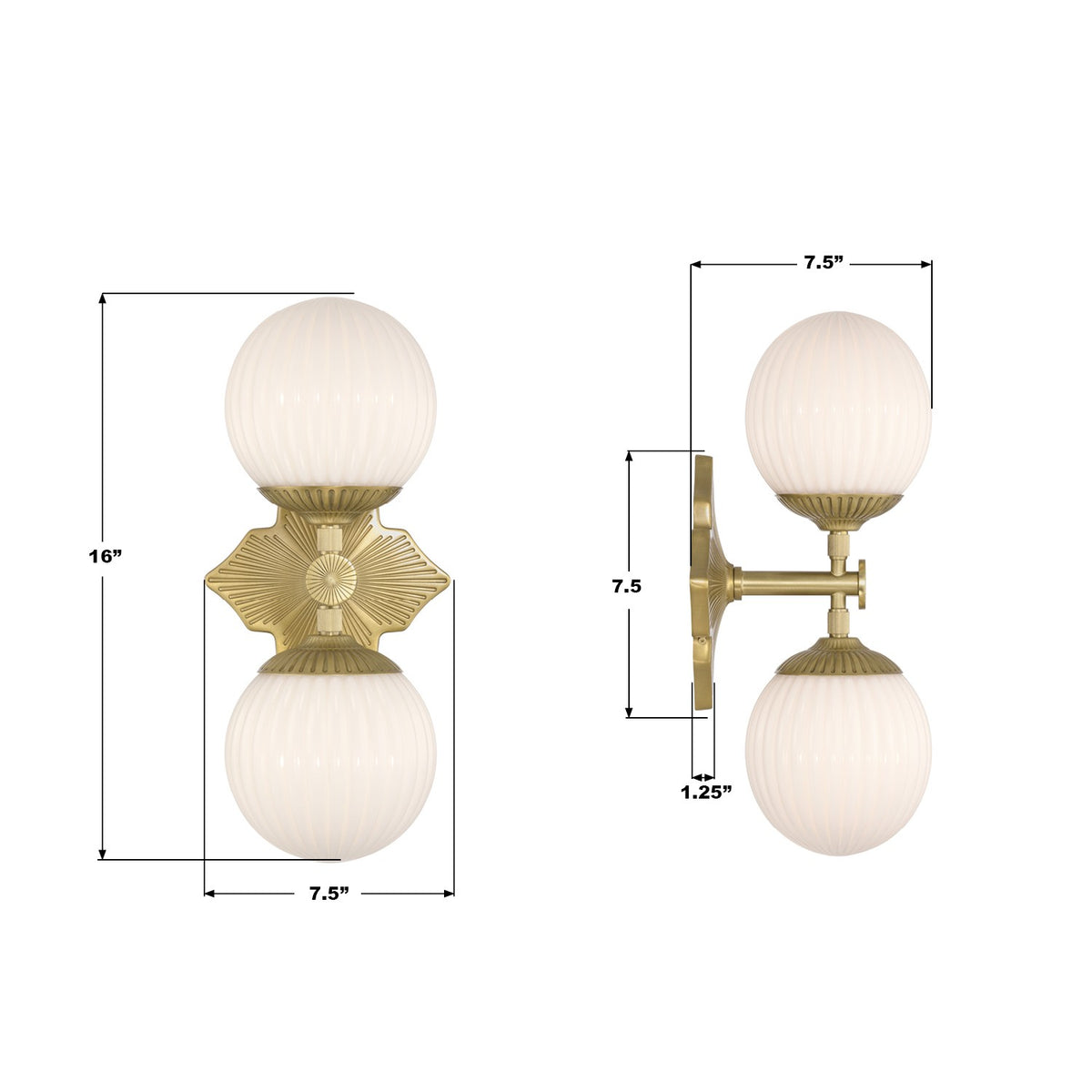 Crystorama - ORY-1002-AG-WH - Two Light Wall Sconce - Orly - Aged Brass