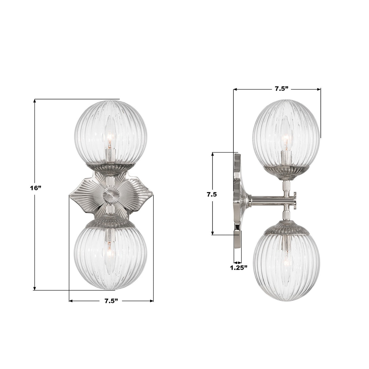 Crystorama - ORY-1002-PN-CL - Two Light Wall Sconce - Orly - Polished Nickel