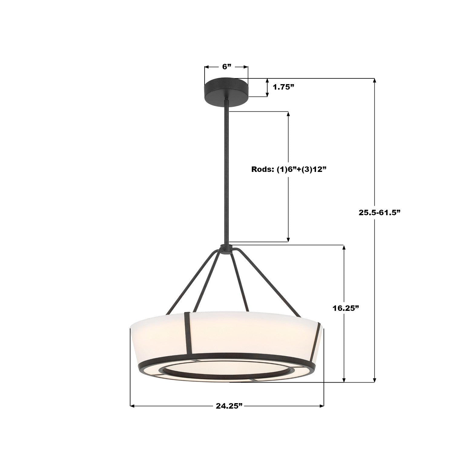 Crystorama - RYC-8106-CZ - LED Suspension - Royce - Bronze anthracite