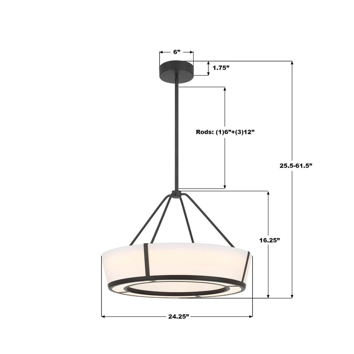 Crystorama - RYC-8106-CZ - LED Suspension - Royce - Bronze anthracite
