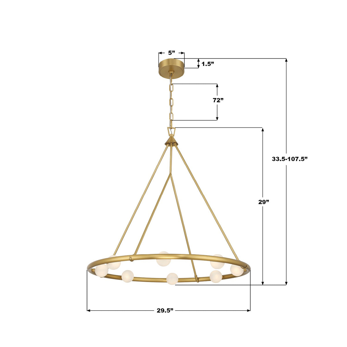 Crystorama - TRL-2805-LG - LED Chandelier - Terrell - Luxe Gold