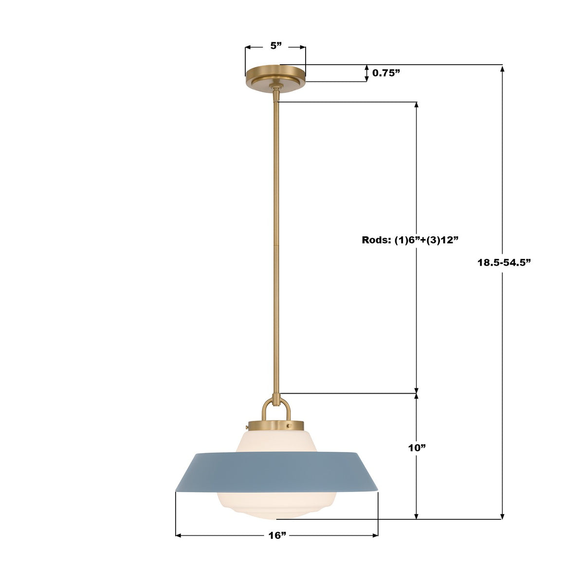 Crystorama - XAN-8006-VG-BL - Une lampe Suspension - Xander - Or vibrant