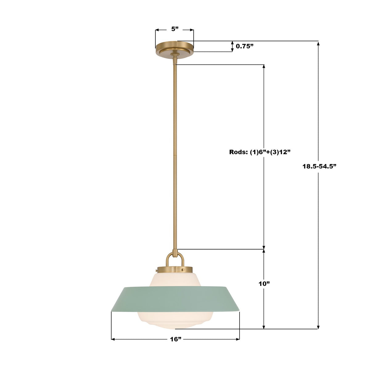 Crystorama - XAN-8006-VG-GR - Une lampe Suspension - Xander - Or vibrant