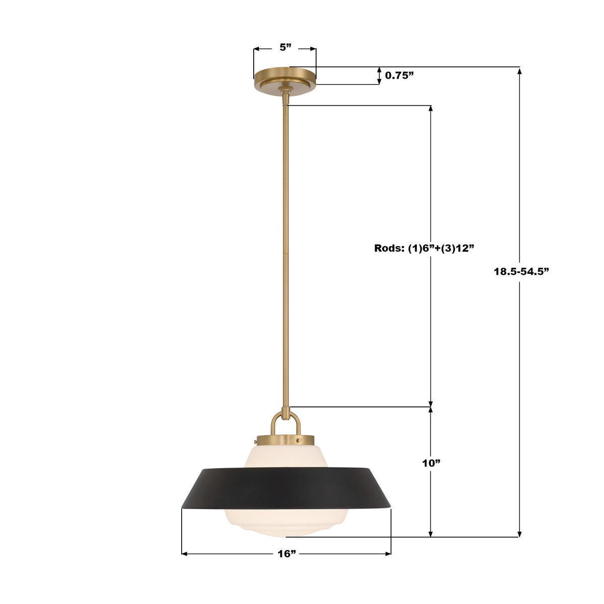 Crystorama - XAN-8006-VG-MK - Une lampe Suspension - Xander - Or vibrant