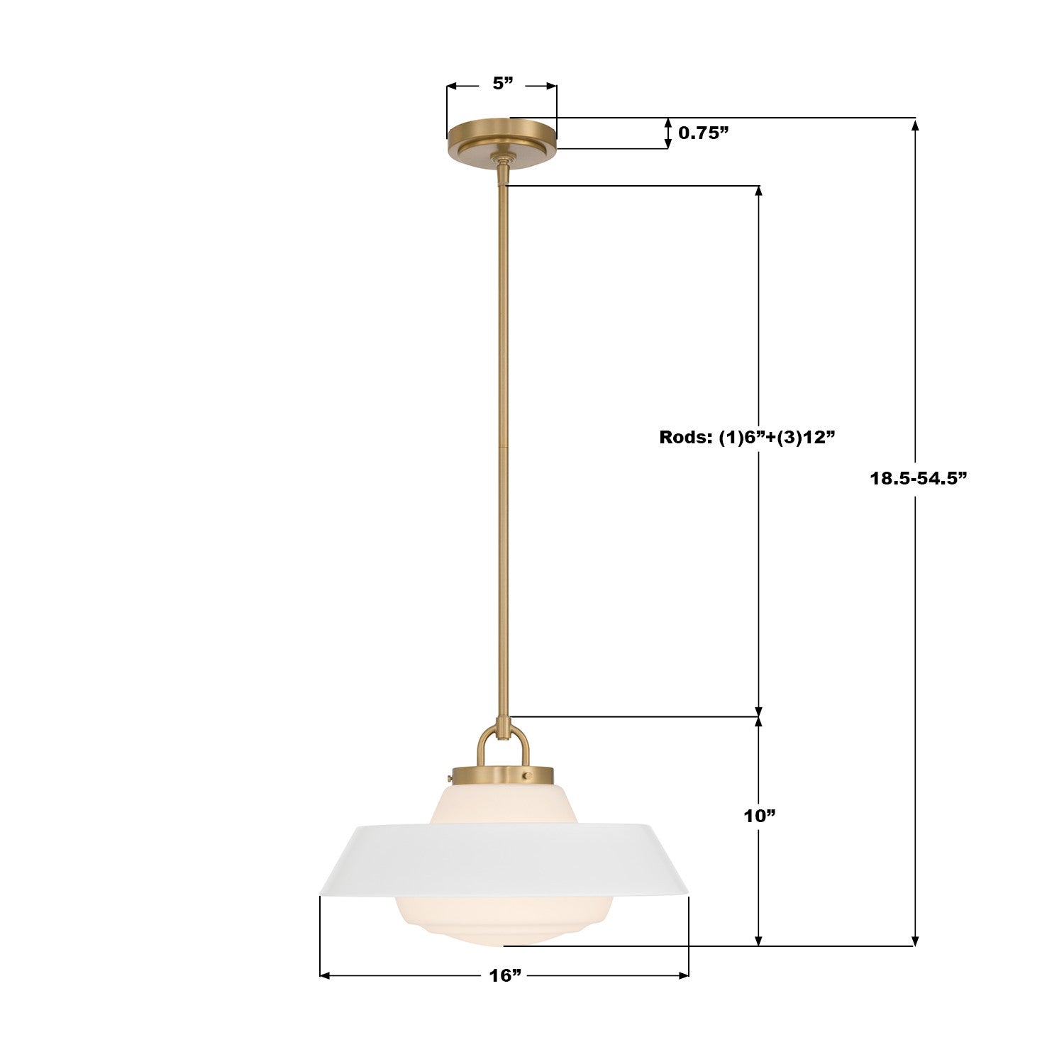 Crystorama - XAN-8006-VG-WH - Une lampe Suspension - Xander - Or vibrant