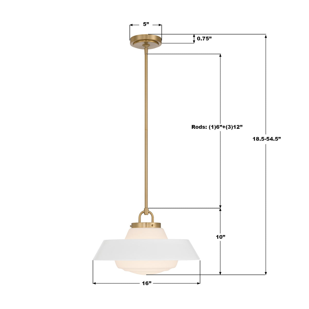 Crystorama - XAN-8006-VG-WH - Une lampe Suspension - Xander - Or vibrant