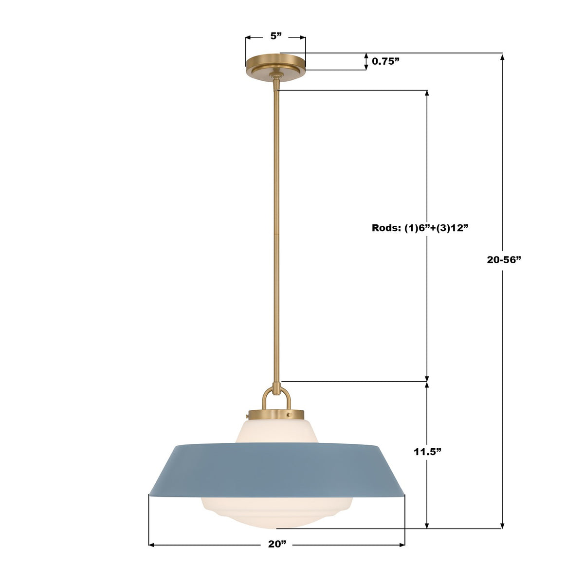 Crystorama - XAN-8009-VG-BL - Trois lumières Suspension - Xander - Or vibrant