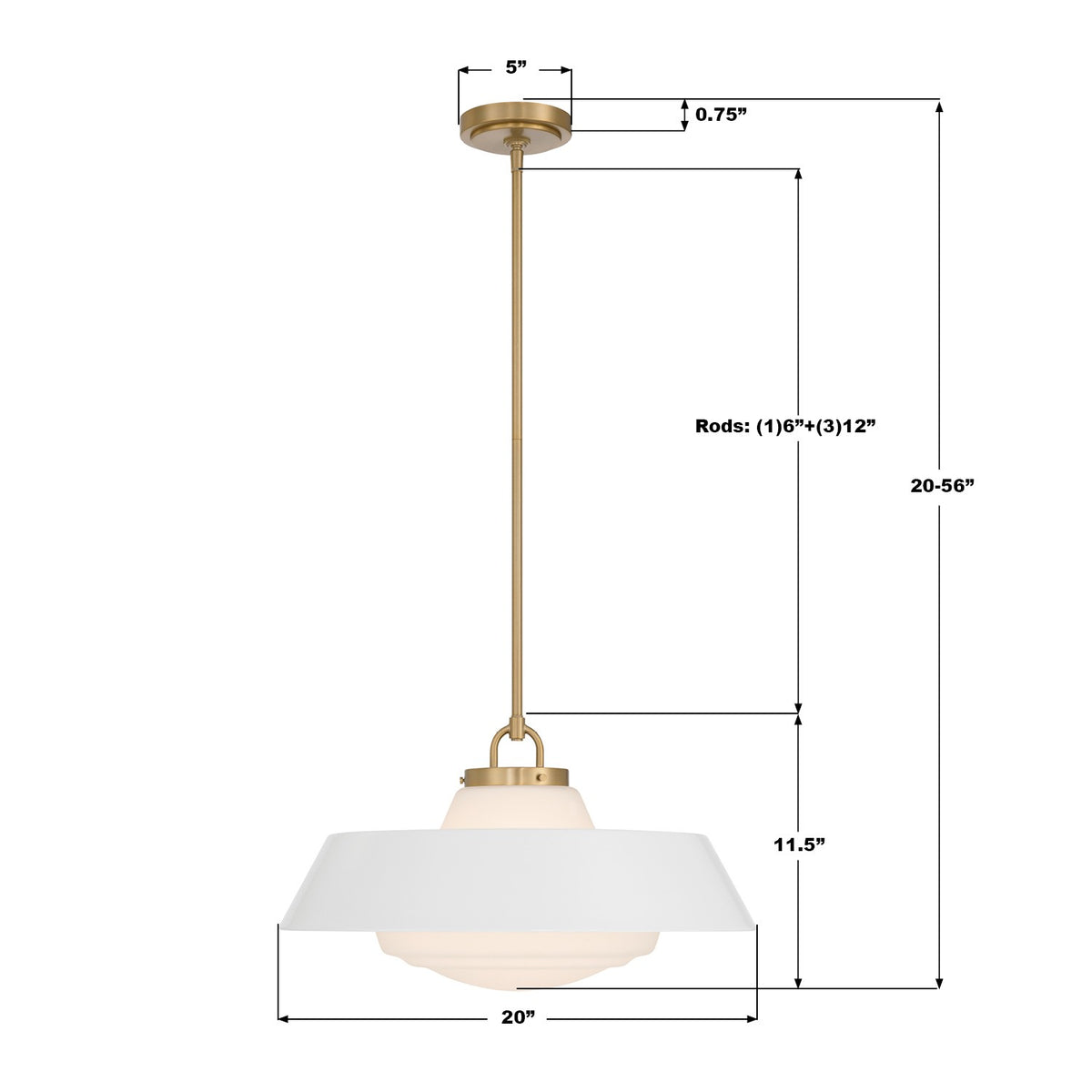 Crystorama - XAN-8009-VG-WH - Trois lumières Suspension - Xander - Or vibrant