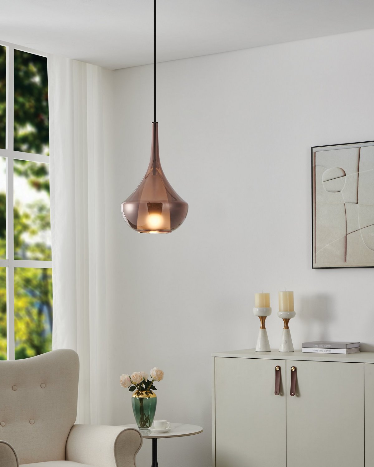 Eglo Canada - 390438A - One Light Pendant - Almoster - Black, Copper Smoked