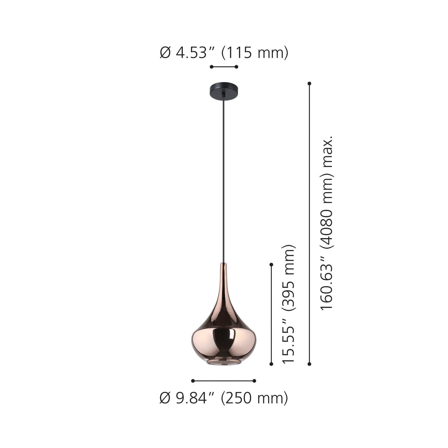 Eglo Canada - 390438A - One Light Pendant - Almoster - Black, Copper Smoked