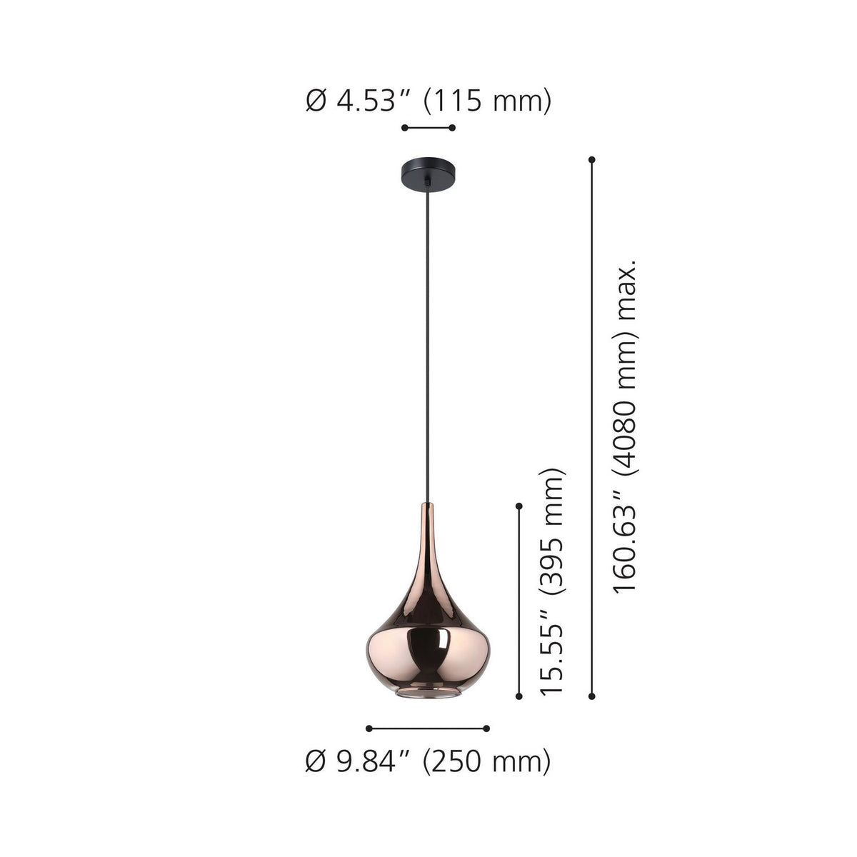 Eglo Canada - 390438A - Une lampe Suspension - Presque - Noir, fumé au cuivre