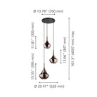 Eglo Canada - 390439A - Trois lumières Suspension - Presque - Noir, fumé au cuivre