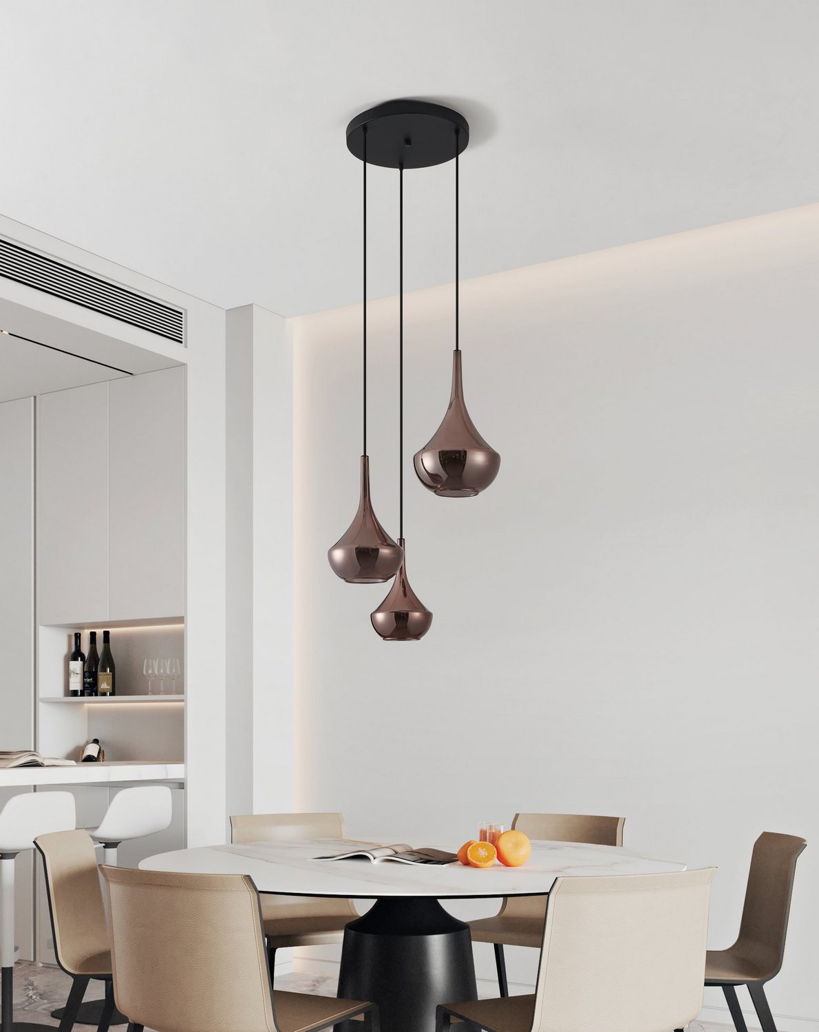 Eglo Canada - 390439A - Trois lumières Suspension - Presque - Noir, fumé au cuivre