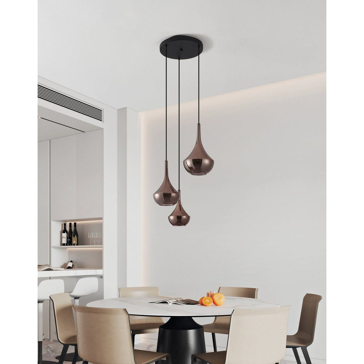 Eglo Canada - 390439A - Three Light Pendant - Almoster - Black, Copper Smoked